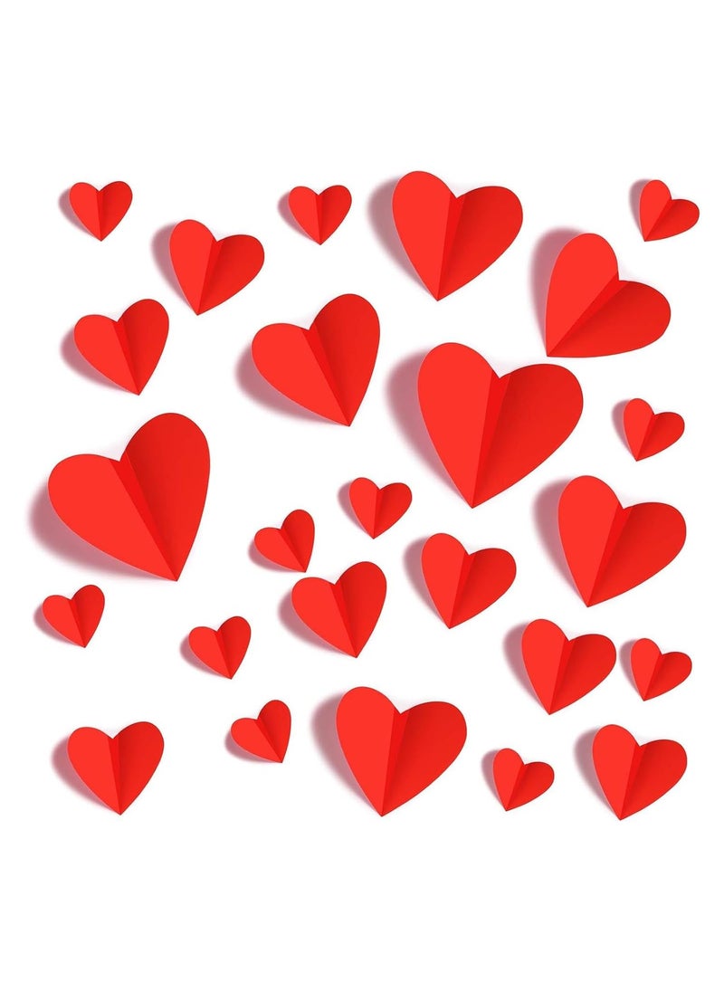 Incrizma Incrizma Valentines-Day-Wall-Decorations, 3D Heart Valentine Wall Stickers, Waterproof Wall Decals, for Wedding Anniversary Party Bedroom Home Office School Decor, 4 Different Sizes (Red - 60 Pcs)  - Image 1