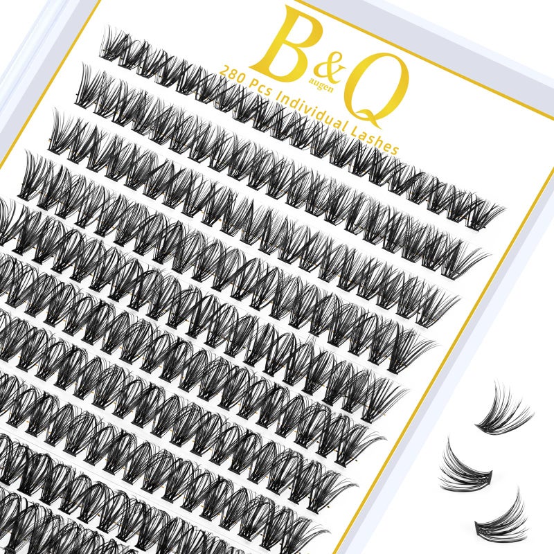 B&qaugen B&Q Lash Clusters 280PCS Natural Eyelash Clusters 40D C 14mm Individual Lash Wispy Eyelash Extension with Soft Thin Band Classic Look PestaÃ±as Postizas Comfortable DIY at Home(40D-C-14mm) - Image 1