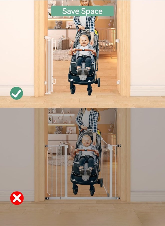 Riolio Retractable Baby Gate, Mesh Safety Gate for Babies and Pets, Extra Wide Safety Baby Gate 34" Tall & 59" Wide, Pet Dog Gate for doorways, Stairs, Indoor/Outdoor (1.5M white") - Image 4