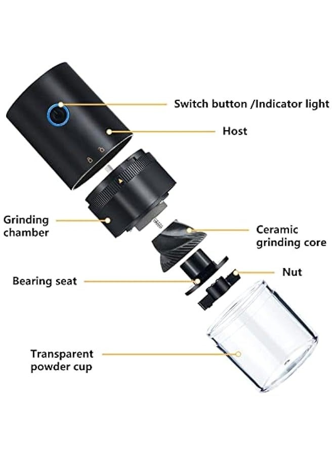 بيوينتي طاحونة القهوة الكهربائية Burr, طاحونة القهوة الكهربائية المحمولة Burr, طاحونة حبوب القهوة مع Muli طحن الإعداد, مناسبة للتخييم / قطرة / إسبريسو / صب فوق الصحافة الفرنسية, USB - Image 2