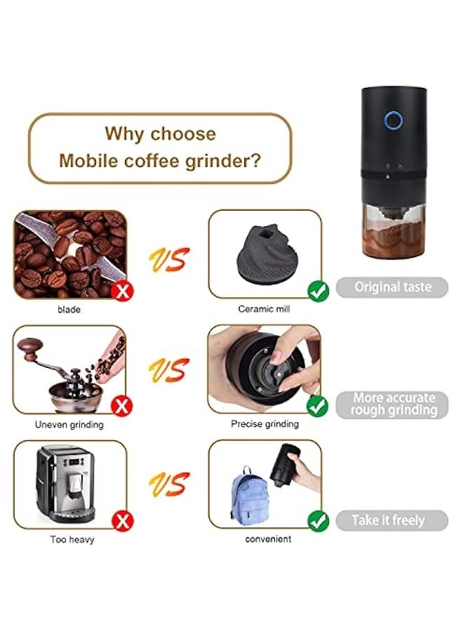 بيوينتي طاحونة القهوة الكهربائية Burr, طاحونة القهوة الكهربائية المحمولة Burr, طاحونة حبوب القهوة مع Muli طحن الإعداد, مناسبة للتخييم / قطرة / إسبريسو / صب فوق الصحافة الفرنسية, USB - Image 5