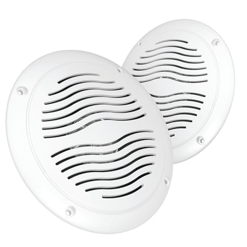 Magnadyne 5-inch Water Resistant Outdoor Speakers, Dual Cone, 25W Peak Power, Marine and RV Compatible (White) - Image 1