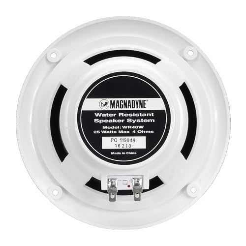 Magnadyne 5-inch Water Resistant Outdoor Speakers, Dual Cone, 25W Peak Power, Marine and RV Compatible (White) - Image 3