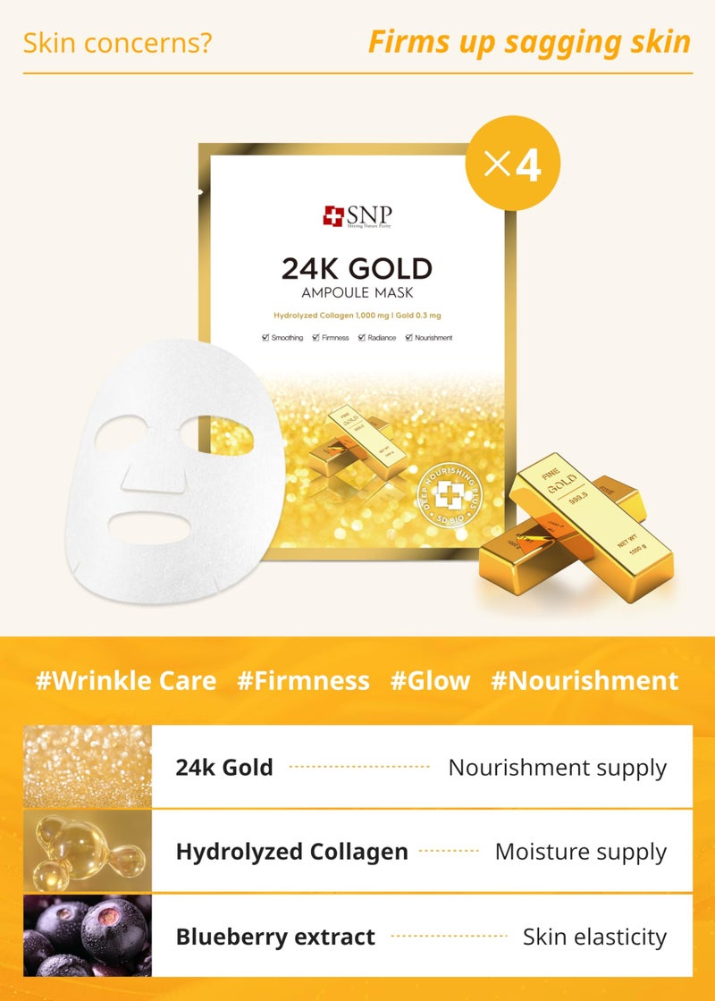 SNP Variety Ampoule Sheet Mask Set | Bird's Nest, 24K Gold, and Diamond Face Mask | Hydrating, Moisturizing, Nourishing for Sensitive Facial Skin | Korean Face Masks Skincare | 12 Sheets - Image 5