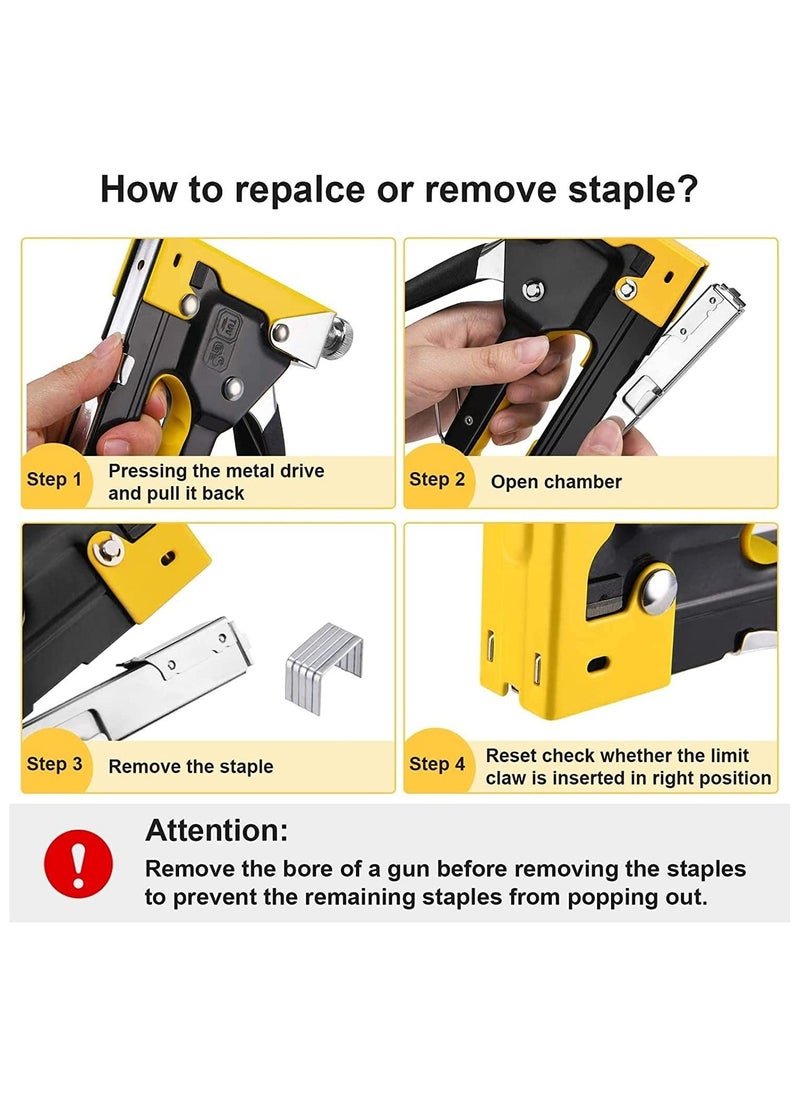 Generic - Heavy Duty 3-in-1 Yellow and Black Staple Gun with 3000 Staples and Stapler Remover - Image 1