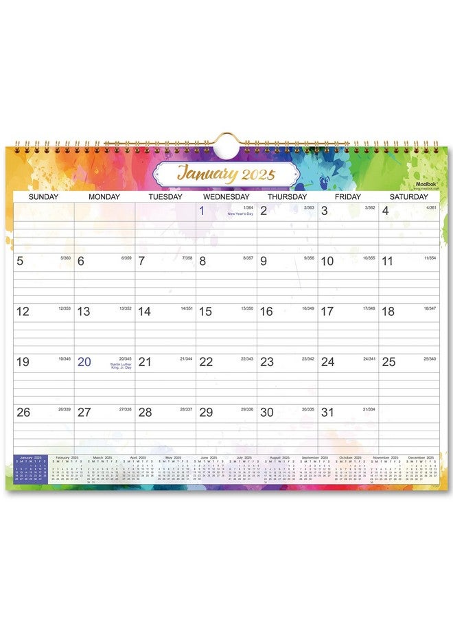 MaaIbok 2025 Wall Calendar - 2025 Calendar, 12 Months Wall Calendar 2025, Jan.2025 - Dec.2025, Monthly Calendar With Julian Date, 15 X 11.5 In, Twin-Wire Binding, Great For Hanging On The Wall, Color Design  - Image 1