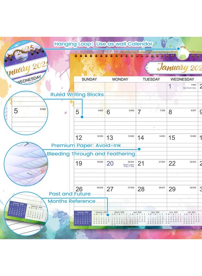 MaaIbok 2025 Wall Calendar - 2025 Calendar, 12 Months Wall Calendar 2025, Jan.2025 - Dec.2025, Monthly Calendar With Julian Date, 15 X 11.5 In, Twin-Wire Binding, Great For Hanging On The Wall, Color Design  - Image 3