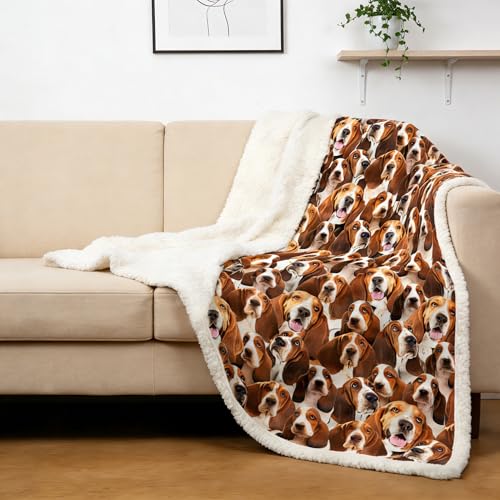 BlessLiving Bassett Hound Blanket Throw Fuzzy Dog Soft Blanket for Kids Girls Adults Women Cute Puppy Fleece Blanket Animal Pattern Sherpa Plush Blanket (50 x 60 Inches) - Image 1