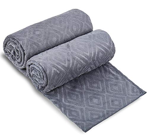 JML Microfiber Bath Towels Bath Towel 2 Pack30 x 60 Oversized Soft Super Absorbent and Fast Drying Multipurpose Use for Sports Travel Fitness Yoga  Grey Diamond Pattern