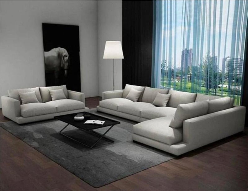 Corner sofa for the living room, size 320 x 200 cm + 210 cm, beige color, from