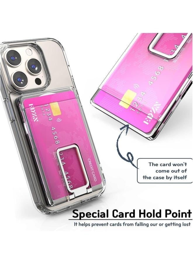 Magnetic Card Slot Holder Wallet bendable Kickstand Clear Hard 2 slot case Compatible with iPhone 16, 15, 14, 13, 12, Pro Max Mag-safe Case  - Image 3