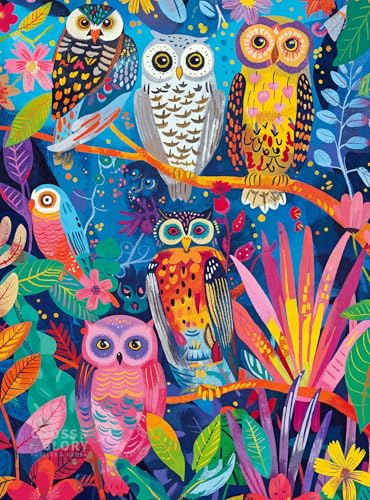 Cross & Glory Cross Glory Hootenanny Birds in Paradise 1000 Piece Jigsaw Puzzle for Adults Vibrant Indian Garden Owl Design Challenging and Artistic - Image 1