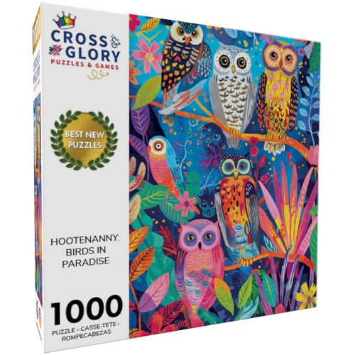 Cross & Glory Cross Glory Hootenanny Birds in Paradise 1000 Piece Jigsaw Puzzle for Adults Vibrant Indian Garden Owl Design Challenging and Artistic - Image 5
