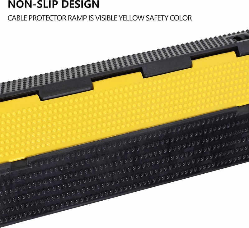F COME 2 Pack Rubber Cable Ramp Hose Cable Protector Ramp 1 Channel 22000Lbs Load Capacity Traffic Speed Bump Wires Power Lines Extension Cord Cover for Indoor Outdoor - Image 5