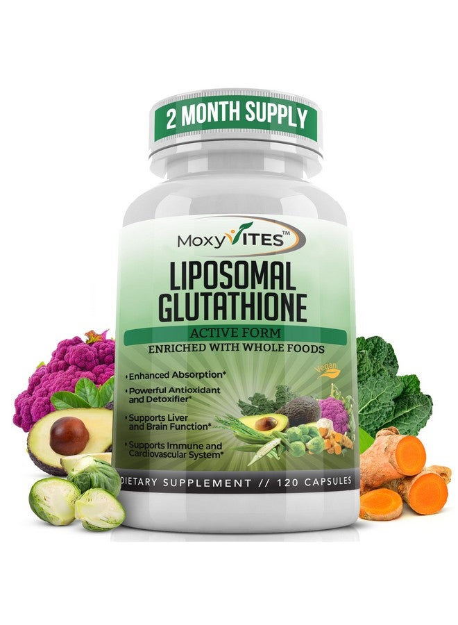 MoxyVites Liposomal Glutathione Supplement 500mg - Pure L Glutathione (GSH) Reduced - Active Form, Non GMO Phospholipid Complex - Made with Organic Whole Food for Glutathione Synthesis - Antioxidant - 120 Count - Image 1