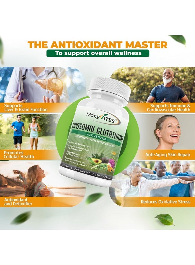 MoxyVites Liposomal Glutathione Supplement 500mg - Pure L Glutathione (GSH) Reduced - Active Form, Non GMO Phospholipid Complex - Made with Organic Whole Food for Glutathione Synthesis - Antioxidant - 120 Count - Image 2