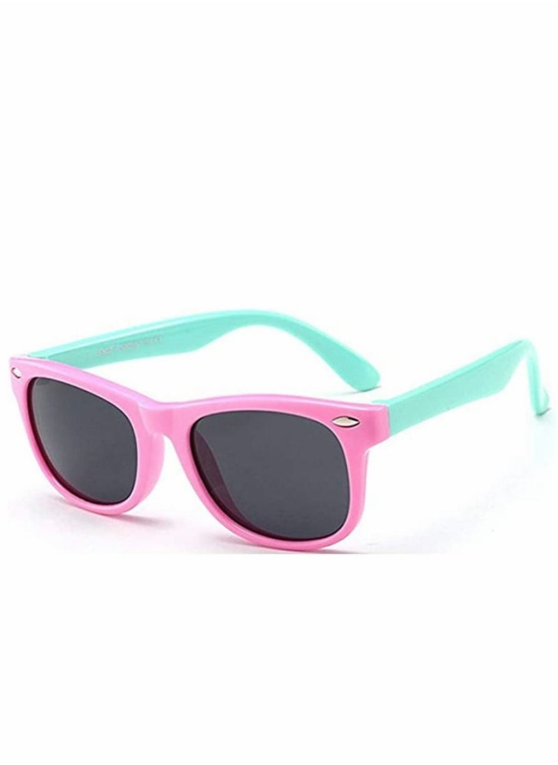 Y&D - Kids Sunglasses, Rubber Flexible Frame Sunglasses Toddler Eyewears, Polarized Neon for Boys Girls of 3-10 Years Old, Birthday Party Beach Pool Supplies, Pink - Image 1