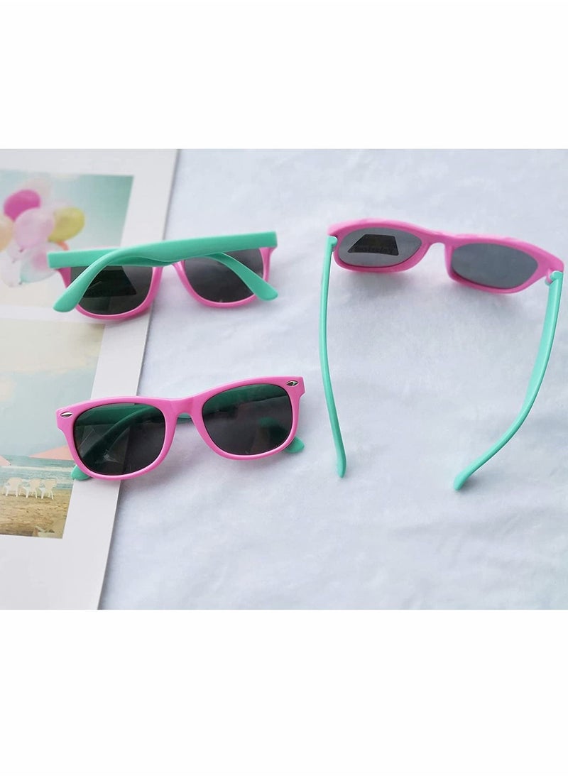 Y&D - Kids Sunglasses, Rubber Flexible Frame Sunglasses Toddler Eyewears, Polarized Neon for Boys Girls of 3-10 Years Old, Birthday Party Beach Pool Supplies, Pink - Image 1