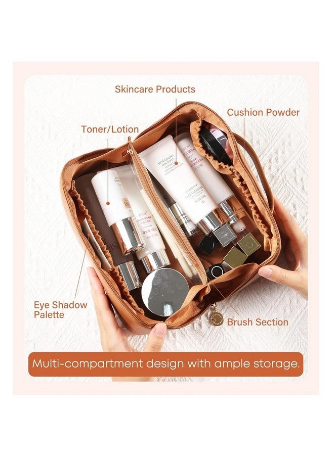 PUSHKH Travel Cosmetic Organizer Bag, Makeup Bag for Women, Portable Toiletry Divider Bag with Brush Zipper Pouch, Multicolor - Image 5