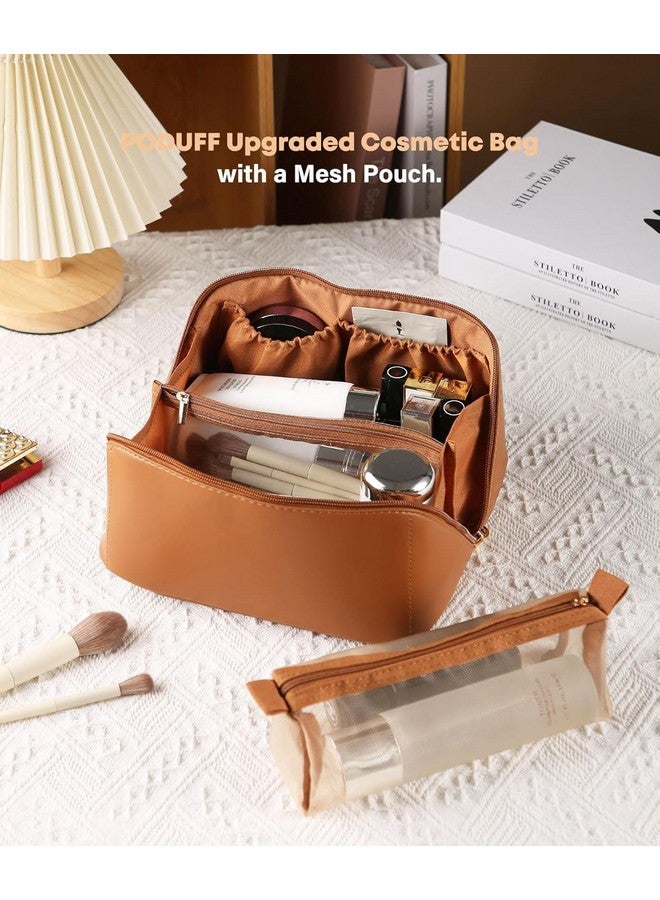 PUSHKH Travel Cosmetic Organizer Bag, Makeup Bag for Women, Portable Toiletry Divider Bag with Brush Zipper Pouch, Multicolor - Image 4