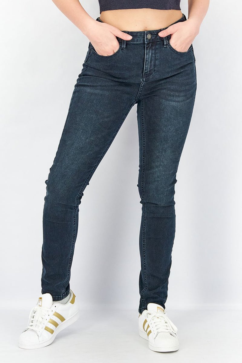 promod Women Skinny Fit Push Up Washed Denim Jeans, Dark Navy - Image 1