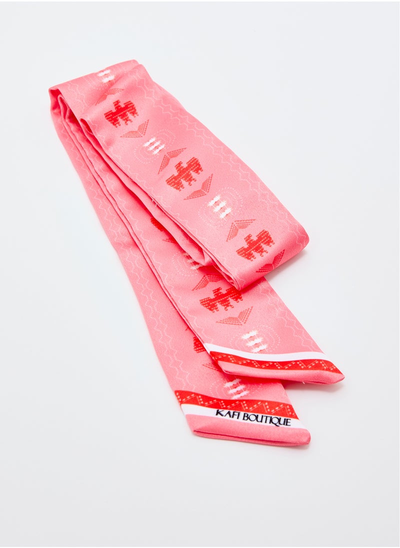 Eid Al Etihad Sadu Pattern Twilly Scarf Peach  - Image 2