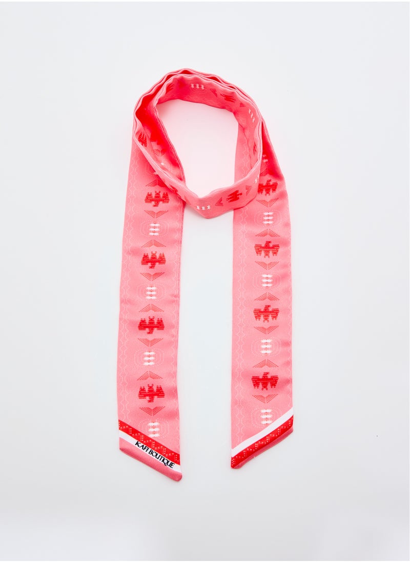 Eid Al Etihad Sadu Pattern Twilly Scarf Peach  - Image 1