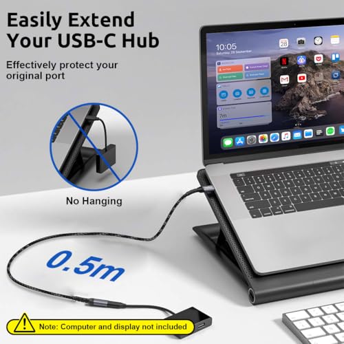 Verilux® USB C Extension Cable, 0.5m USB Type C Male to Female Cable Support PD 100W Fast Charging, 10Gbps Data Transfer USB Extension, 4K@60Hz HD Video Output Compatible for iPhone 17/16/15, MacBook - Image 2