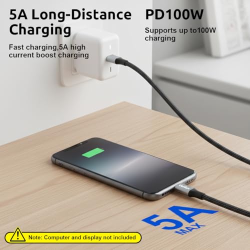 Verilux® USB C Extension Cable, 0.5m USB Type C Male to Female Cable Support PD 100W Fast Charging, 10Gbps Data Transfer USB Extension, 4K@60Hz HD Video Output Compatible for iPhone 17/16/15, MacBook - Image 3