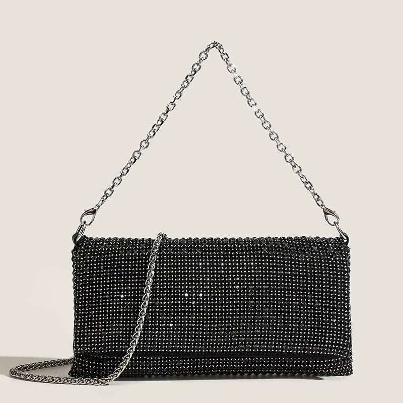 Evening Bag Women'S 2025 Spring And Fashion Trendy Chain Rhinestone Bag Versatile Hand-Stitched Shoulder Crossbody Bag - Image 3