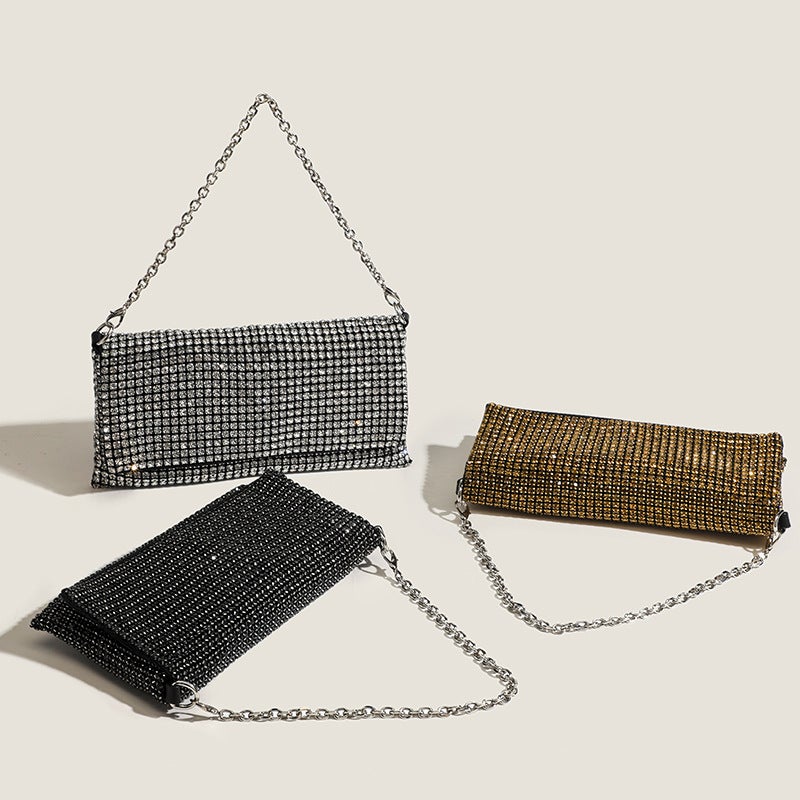 Evening Bag Women'S 2025 Spring And Fashion Trendy Chain Rhinestone Bag Versatile Hand-Stitched Shoulder Crossbody Bag - Image 5