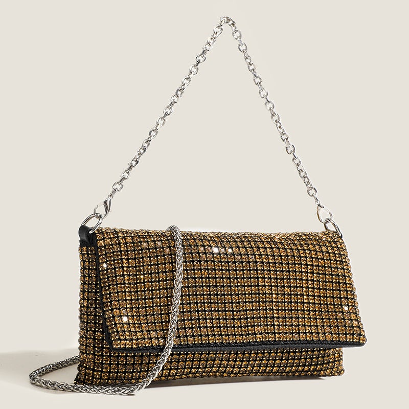 Evening Bag Women'S 2025 Spring And Fashion Trendy Chain Rhinestone Bag Versatile Hand-Stitched Shoulder Crossbody Bag - Image 2