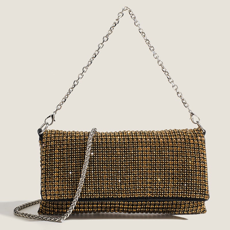 Evening Bag Women'S 2025 Spring And Fashion Trendy Chain Rhinestone Bag Versatile Hand-Stitched Shoulder Crossbody Bag - Image 1