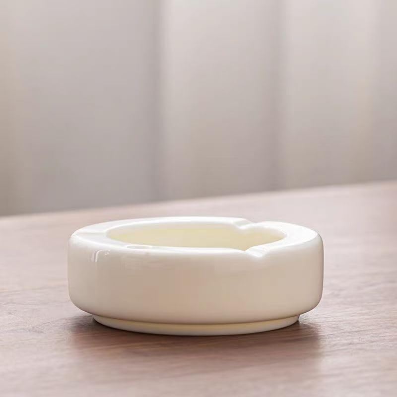 Ceramic Ashtray Set - 2-Piece White Porcelain Ashtrays for Office, Living Room, and Travel - Portable Cigarette Ash Collectors and Gift for Smokers - Image 2
