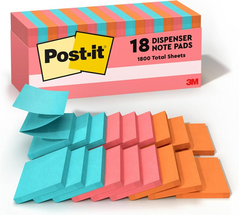 Post It Pop-up Notes, 3x3 in, 18 Pads, America's #1 Favorite Sticky Notes, Poptimistic Collection, Bright Colors (Pink, Orange, Blue), Clean Removal, Recyclable (R330-18CTCP) - Image 1