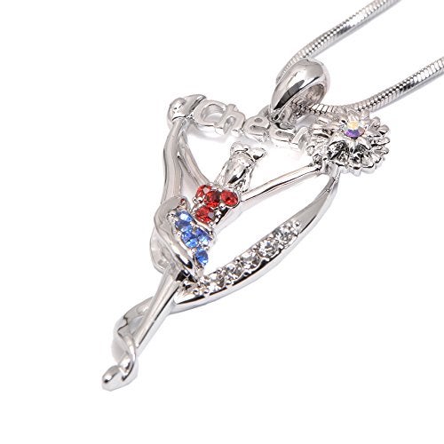 Spinningdaisy Crystal Cheerleader Charm Necklace (Cheerleader With High Kick) - Image 2