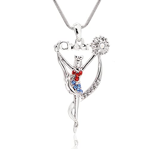 Spinningdaisy Crystal Cheerleader Charm Necklace (Cheerleader With High Kick) - Image 1