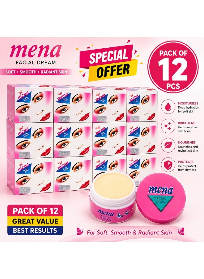 Pack of 12 Mena Cream – Herbal Moisturizing & Brightening Cream for Soft, Smooth & Radiant Skin