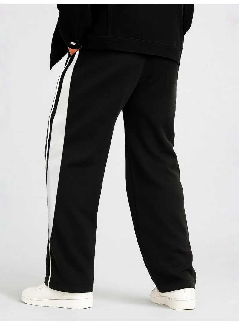 Maniac  Maniac Mens Goal Line Black and White Cotton Baggy Trackpant for Men | Best Price UAE