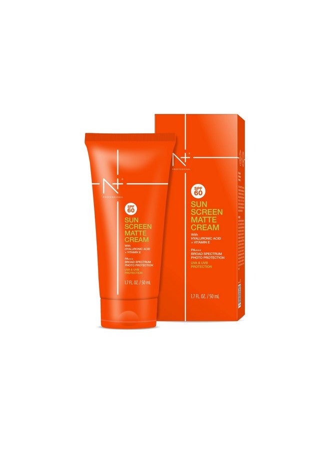 N Plus Professional SPF 60 Sun Screen Matte Cream, With Hyaluronic Acid & Vitamin E - Image 1