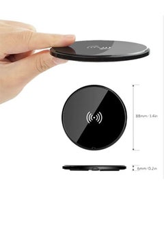 NAFEH ultra thin Round Shape universal QI Mobile Phone Wireless Charger for 14/13/12/12 Pro Max/12 Mini/11/XR/X/8 Plus, Samsung Galaxy S23/S22/S21/S20 Ultra/S10/S9/Note 10（Black)  - Image 2