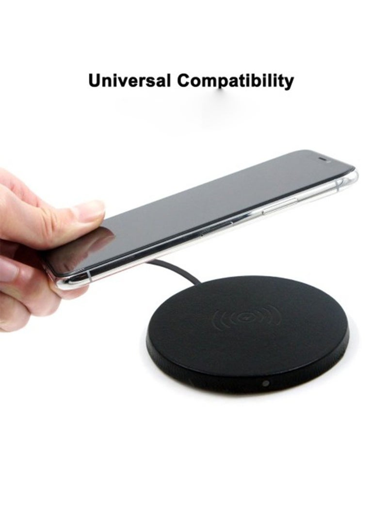 NAFEH ultra thin Round Shape universal QI Mobile Phone Wireless Charger for 14/13/12/12 Pro Max/12 Mini/11/XR/X/8 Plus, Samsung Galaxy S23/S22/S21/S20 Ultra/S10/S9/Note 10（Black) - Image 4