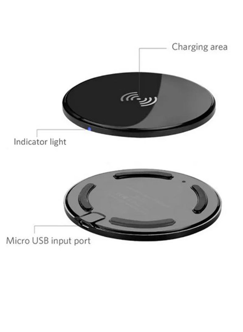 NAFEH ultra thin Round Shape universal QI Mobile Phone Wireless Charger for 14/13/12/12 Pro Max/12 Mini/11/XR/X/8 Plus, Samsung Galaxy S23/S22/S21/S20 Ultra/S10/S9/Note 10（Black) - Image 5