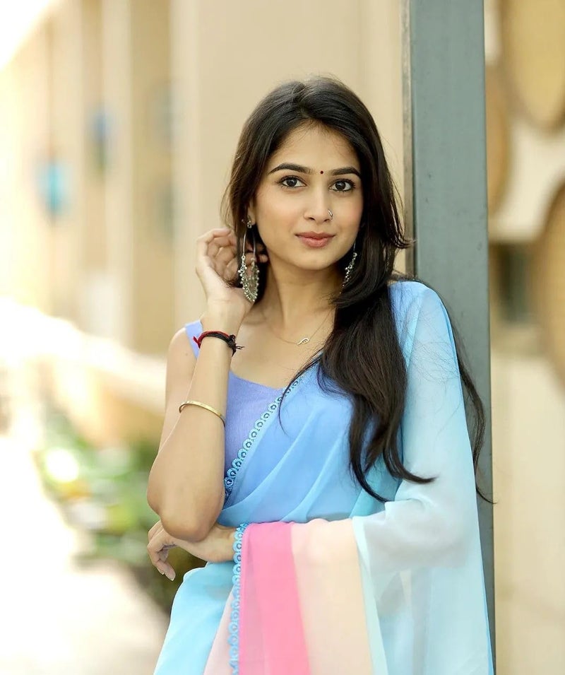 Sidhidata Women's Ombre Printed Georgette Saree with Unstitched Blouse Piece - Multicolour - Image 3