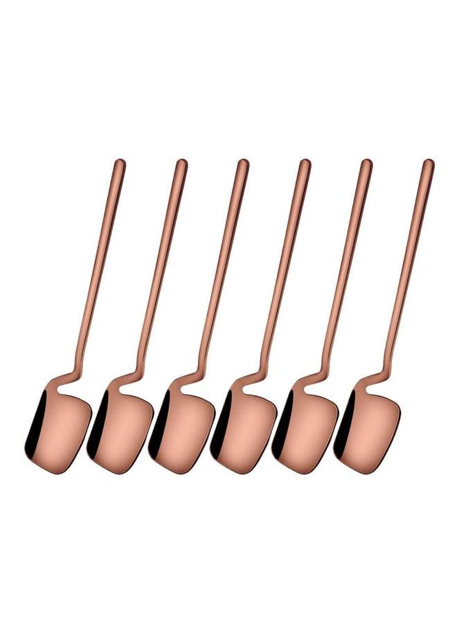 TD HOME 6-Piece Mirror Polishing Stainless Steel Dessert Spoon Set Rose Gold 14.1centimeter  - Image 1