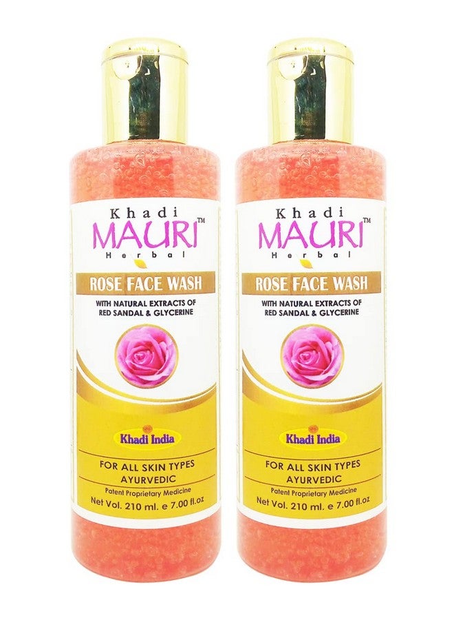 Khadi Mauri Herbal Rose Face Wash | Nourishing & Acne-Reducing | Removes Dirt, Impurities & Excess Oil | Smooth & Radiant Skin | Natural & Chemical-Free | Made with Rose Petals |Pack of 2 | 420 ml