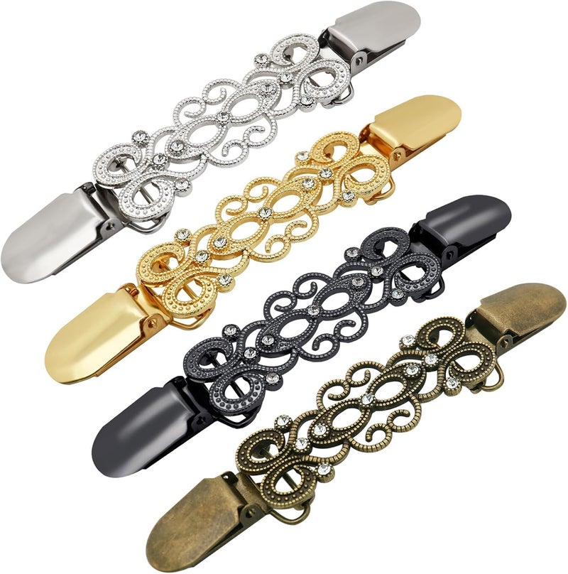 Azonee Dress Cinch Clips Set, Waist and Shirt Tightener Clips, Vintage Style Cincher for Sweater, Shawl, Cardigan, Blouse, Pants, 4 Pcs, Classic Design - Image 1