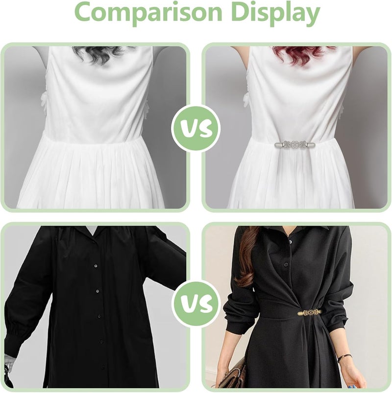 Azonee Dress Cinch Clips Set, Waist and Shirt Tightener Clips, Vintage Style Cincher for Sweater, Shawl, Cardigan, Blouse, Pants, 4 Pcs, Classic Design - Image 2