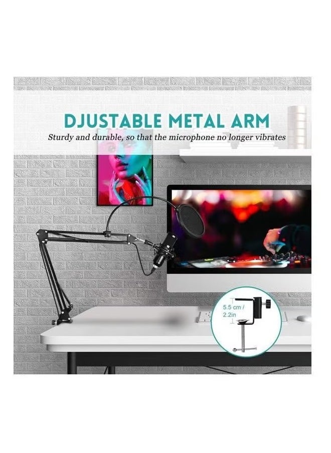 MIGOFAST USB Condenser Microphone Kit Plug and Play Streaming Podcast PC Mic With Sound Card Boom Arm Shock Mount Pop Filter Professional Recording Microphone For Youtuber  - Image 3