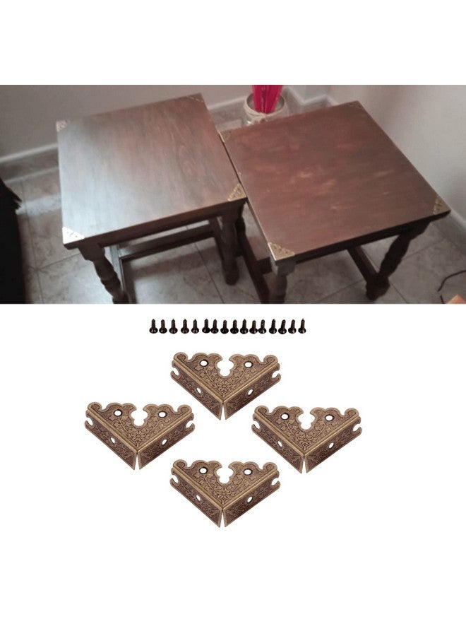 dophee 4Pcs Decorative Corner Protectors, Retro Style Edge Safety Guards Covers for Picture Frame Album Jewelry Box Gift Box Wooden Case Chest Tables Cabinet Furniture, 1.34"x1.34"-Antique Bronze - Image 2